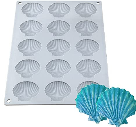 mostsom Moule en silicone en forme de coquillage pour chocolat, savon, bougie, fondant, décoration de gâteau d'anniversaire et gelée (coquillage J)