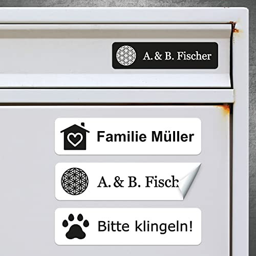 6x Aufkleber für Briefkastenschild Klingelschild Türschild Namensschild Briefkasten Selbstklebend | wetterfest, wetterbeständig | Digitaldruck APD-056 (8 x 2 cm)