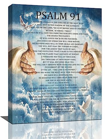 Psalm 91 Wandkunst, Psalmen, 91 Bilder, Wanddekoration, christliche Leinwanddrucke, Bibelvers, Dekorationen, Gemälde, gerahmtes Kunstwerk, Büro, Zuhause, Kirche, Dekor für Badezimmer, Gebet,