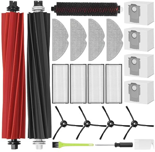 Accessori Set di Ricambi per Roborock S8 Pro Ultra Robot Aspirapolvere Accessori 4* Sacchetti di Polvere 2* Riparatori Principali 4* Spazzole Laterali 4* Filtro 1* Puscella di Pulizia 4* Mop