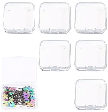 6pcs Small Square Clear Plastic Organizer Boxes,Square Clear Plastic Storage Containers Box with lids,Transparent Beads Storage Containers Box for Pills,Beads,Craft,Small Items,Jewelry