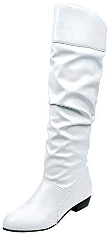 NOAGENJT stivali alti senza tacco fashion stivali stivaletti anfibi stivali estivi donna bassi chiari stivali donna alti stivali alti donna bianchi sandali donna estivi Bianco-g 13.99