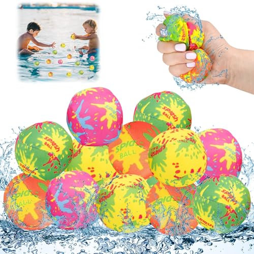 Wasserbälle, 12 Stk Sprungball Bouncing Ball Wiederverwendbare, Wiederverwendbare Spielball Strandball Beachball Schwimm Spielzeug für Sommer Wasser Aktivitäten Garten Pool Outdoor Kinder ab 3 Jahren