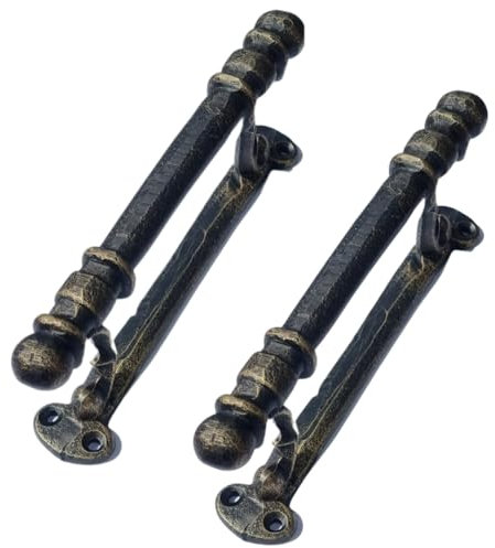 Pristine 7 Inch Cast Iron Barn Door Handle (Gold) - 2 Pack