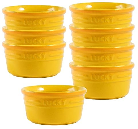Cocotte Monoporzione Da Forno, Terrines, Pirottini In Ceramica, Crema Catalana Ciotole-giallo-Set di 8