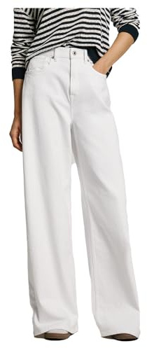 Pepe Jeans Jeans de Pierna Ancha para Mujer Uhw, Blanco (Denim - Tc5), 30W / 34L