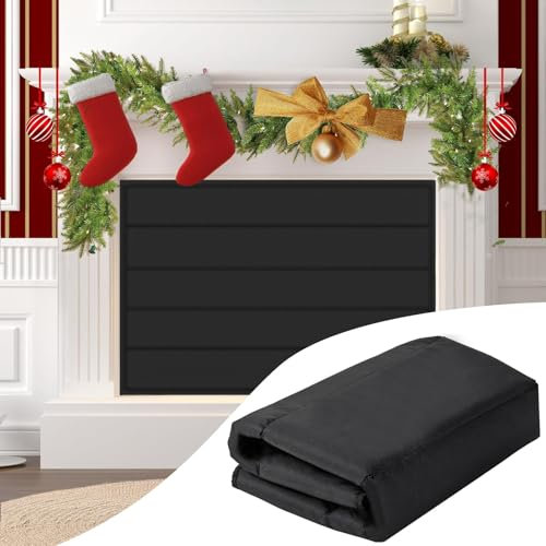 Fireplace Cover, Magnetic Fireplace Blocker Blanket Stops Heat Loss, Indoor Fireplace Draft Stopper Save Energy, Magnetic Fireplace Draft Cover for Iron Fireplace Frame (36x24)