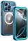 Lanhiem for iPhone 16 Pro Max Waterproof Case, [Compatible with MagSafe] Heavy Duty Shockproof Cover with Built in Screen Protector, Protective Magnetic Phone Case for iPhone 16 Pro Max (Blue)