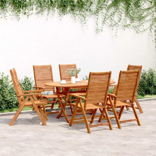 Gecheer Gartenstühle 6 STK.Gartenstuhl Gartensessel Lounge Sessel Stuhl Gartenmöbel Balkonstuhl Terrassenstuhl Essstuhl Campingsessel Verstellbar 56x72x107 cm Massivholz Akazie
