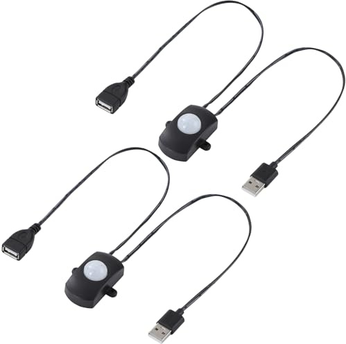 Greluma Pack of 2 DC 5-24 V 2 A Mini PIR Motion Sensor Switch, Occupancy Sensor Switch for DIY LED Lighting, PIR Infrared Motion Sensor Detector, Automatic Switch with USB Connection