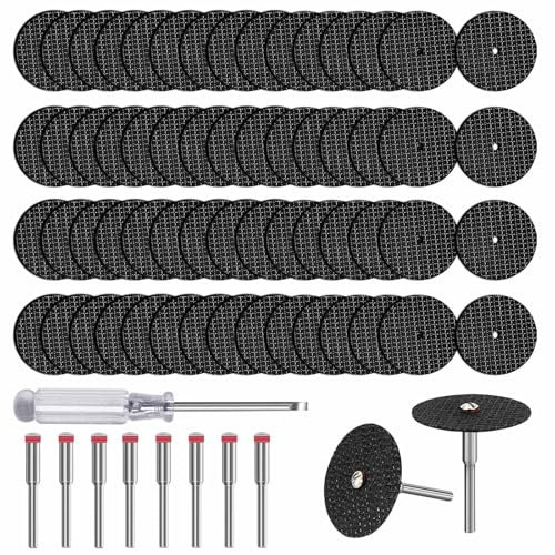 60 Stück Sägeblatt Trennscheiben Set für Dremel, Mini Metall Kreissägeblatt mit 8 Stück Aufnahmedornen, Zubehör für Rotationswerkzeuge zum Schneiden von Metall