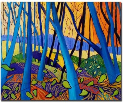 JACBON Kunstdruck auf Leinwand, David Hockney Winterbäume, moderne Bilder, Leinwanddruck, Poster für Wohnzimmer, Wandkunst, abstraktes Dekor, 60 x 90 cm (24 x 35 Zoll), Innenrahmen