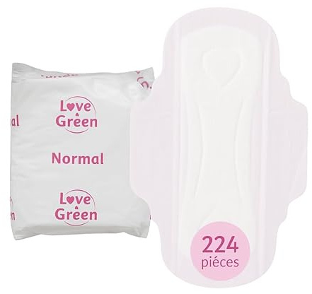 Serviettes hygiéniques Naturelle Femme Flux Abondant - Protection Hygiénique (224) - Sans Parfum, Sans Chlore, Hypoallergéniques - Protection féminine douce et biodégradable pour flux modéré - Iyni