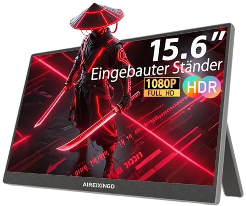 AIREIIXNGD Portable Monitor 15.6 Inch Portable Mobile 1920x1080 Full HD IPS | 60Hz 1920x1080P FHD IPS USB C with Type-C HDMI Connection for Laptop/MacBook/PC/Xboxes/PS
