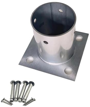 Support/Fixation poteau Lot de 4/2/1 Plaques de Base pour Poteaux, Support de Délimitation Ronde Ø 100/90/80/70/60 mm, Ancrage pour Terrasses/Patios/Vérandas(1 Pcs,Dia 80mm)