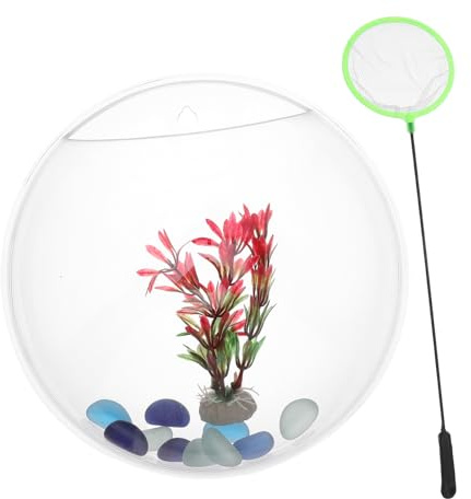 FUTUREORYY Wandmontiertes Aquarium Klarer Acryl Fischbehälter Hängender Pflanzkübel Wandpflanzer Kombi für Betta und Pflanzen mit Montagezubehör für Kleine Räume und Kreative Wanddeko