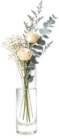 Cylinder Glass Flower Vase Tall Bud Vases Single Stem Home Centerpiece for Table Living Room Wedding Dining Decor