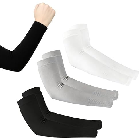 Vmoomax Armstulpen Unisex UV-Schutz Arm Sleeves,3 Paar Atmungsaktiv Kompressionsarmstulpen Für Männer & Frauen, Elastische Armwärmer Für Outdoor-Sport, Radfahren, Basketball, Laufen, Gartenarbeit.
