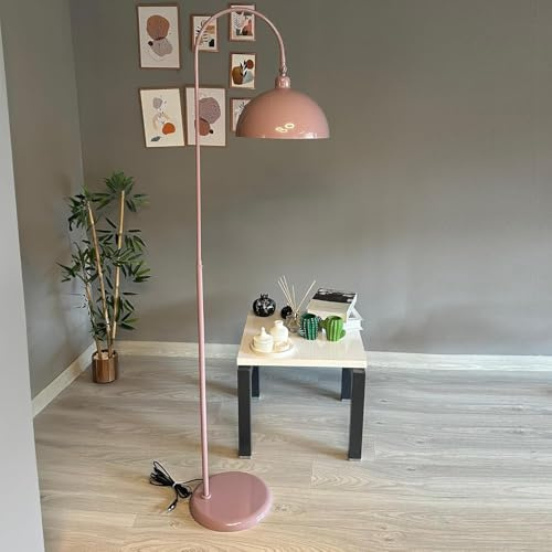 bamyum Gorkiede Metall, Moderne, Stehlampe Wohnzimmer, Schlafzimmer, Kinderzimmer mit E27 Fassung, 30 cm Breit, verstellbarer Lampenschirm, Stehleuchte mit Dimmer, Magenta