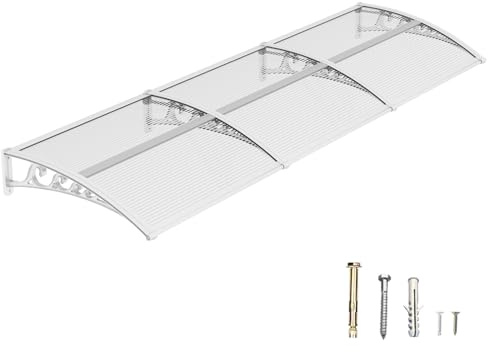 DAWNINGHOMM Vordach für Haustür 150 × 300 cm, Überdachung mit ABS-Halterungen, Vordach Regen-, Schnee- und UV-Schutz – Vielseitig für Eingang, Fenster & Terrasse