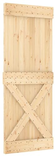 Mokuyary NARVIK - Puerta de madera maciza de pino (80 x 210 cm), color natural