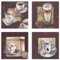 ARTLAND Wanddeko Küchenbilder Leinwand Bilder Set 4 teilig je 40x40 cm Quadratisch Kaffee Bilder Coffee Cafe J6KZ