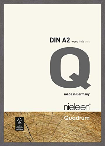 nielsen Bilderrahmen, 42 x 59,4 cm (A2), Holz, Dunkelgrau, Posterrahmen zum Aufhängen im Hoch- & Querformat, Echtglas, Quadrum