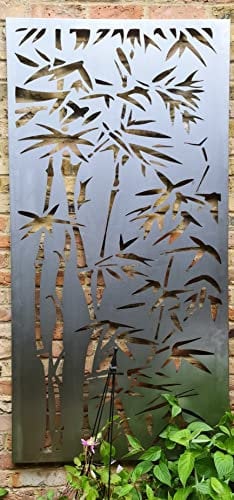 1.8m Tall 'Bamboo' Design Metal Steel Screen or Wall Art - Ideal for a Screen, Decorative Fence or Wall mounting - can be Painted or Will Form a Natural Rustic Finish