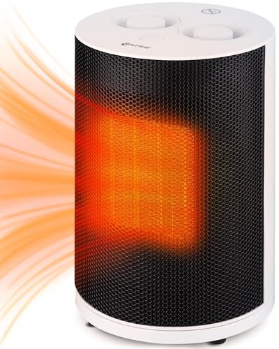 Grunkel - Calefactor de bajo Consumo portátil, termostato regulable, Calefactor cerámico de baño, protección anti-caídas y sobrecalentamiento (1800 W)