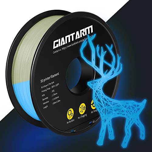 GIANTARM Leuchtet PLA Filament 1,75 mm,Glow In The Dark, Maßgenauigkeit: ±0,02 mm, 3D-Druck-Filament 1 kg 1 Spule,Luminous Blau