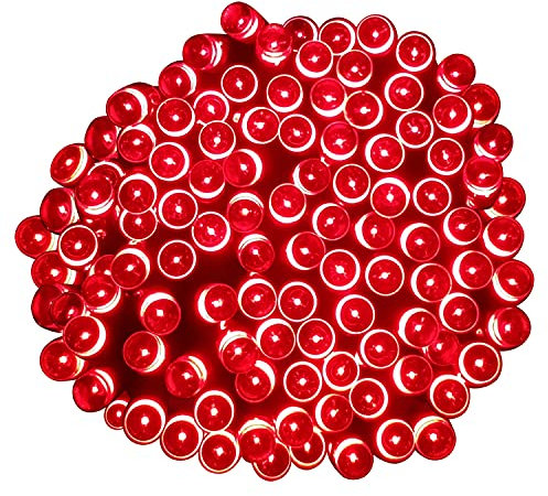 Tuokay, Innen Lichterkette mit Stecker, 23m 200 LED 8 Modi Wasserdicht Kette, Dekorative Girlande für Balkon Terrasse Hof Garten Weihnachtsbaum Party Fest Deko (Rot)