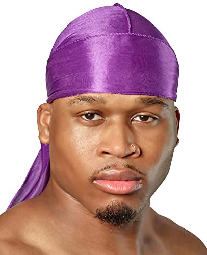 SHYNE Silky Durag – Mehrfarbige Optionen | Perfekt für Waves, Zöpfe und Locken | Premium Silk Du Rags für Männer und Frauen | Ultraweicher und knitterfreier Satin | Black Owned Business (Lila)
