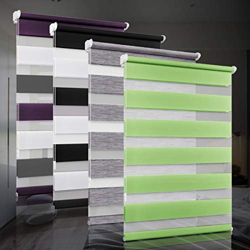 bobodeco Doppelrollo klemmfix ohne Bohren Duo Rollos für Fenster mit Klemmträger, Fensterrollo lichtdurchlässig & verdunkelnd Wandmontage Sichtschutz- Grün B85 x H120cm (Stoffbreite 81cm)