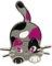 Hokum and Snark Chibi Neko Subtle Pride Broche en émail en forme de chat calicot asexuel LGBT + drapeau