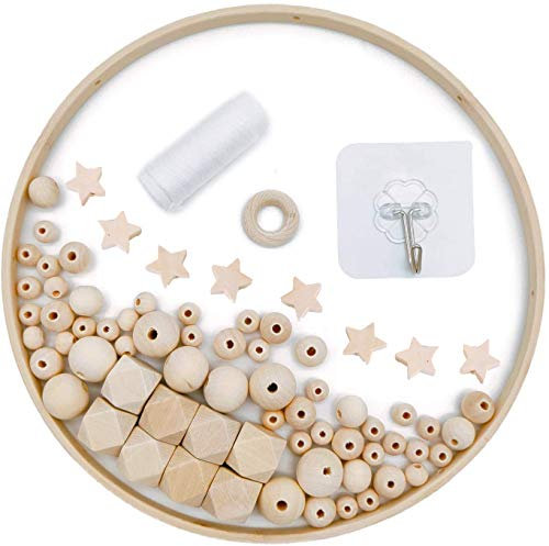 witgift DIY Holz mobilen Rahmen Traumfänger Windspiel Bettglocke Glocke für Handwerk natürliche Holzmobile aufhänger Zimmer Bett Dekoration für Kinder