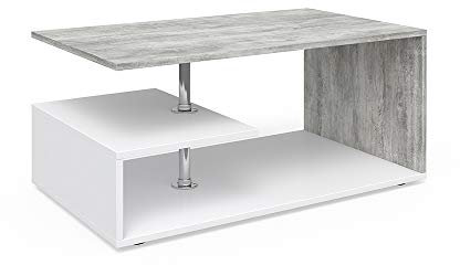 Vicco Tavolino da salotto Guillermo, Bianco/Calcestruzzo, 91 x 52,6 cm