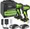 [Grado profesional] Taladro inalámbrico sin escobillas Greenworks de 24 V máximo + kit combinado de impacto, (2) baterías de 2.0 Ah, cargador rápido y bolsa incluida