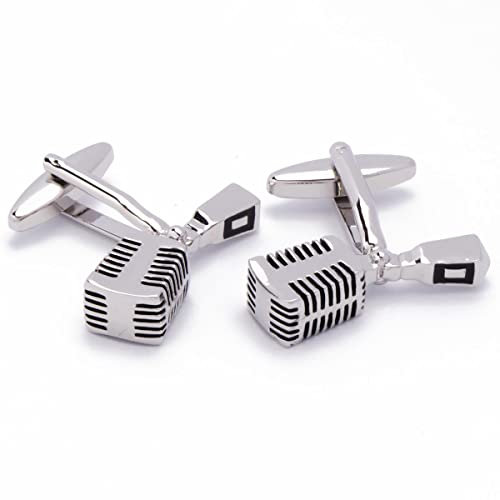 Gemelli - Microfono Nero Vintage - Asta - 29mm x 11mm - Gemelli per artisti e media