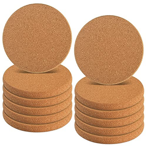homEdge Lot de 12 dessous de verre en liège extra épais à bords ronds, 10,2 cm de diamètre et 1,6 cm d'épaisseur