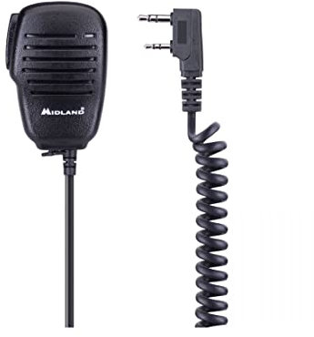 Midland - MA22 LK PRO Microfono Altoparlante, PTT, Clip Rotante, Volume Regolabile, Ascolto Privato, Compatibile con Walkie Talkie CT590 S, G10 PRO, G13, G11 PRO, CT990 EB, Radio a Presa 2 Pin Kenwood