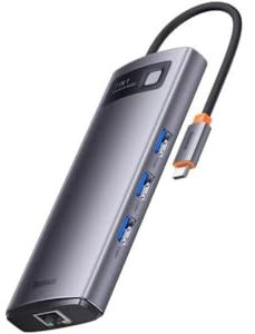 Baseus 7-in-1 Metal Gleam Series, USB-C auf 3 x USB 3.0 + 2 x HDMI + USB-C PD + Ethernet RJ45