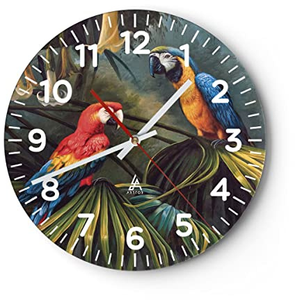 ARTTOR Modern Wanduhr 30x30cm Rund Glasuhr Botanik Natur - 4780