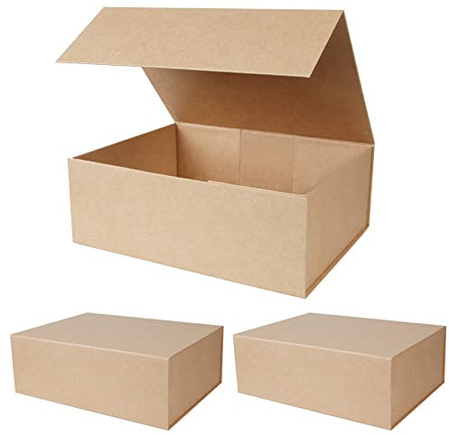 Aimyoo Braune faltbare Geschenkbox mit Magnetverschluss-Deckeln, groß, rechteckig, für Brautjungfer, Trauzeugen, Antragsbox für Geschenk, Abschlussfeier, Aufbewahrung, 3 Stück