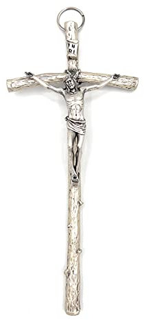 Wandkreuz aus Metall silber 20x9,5 cm