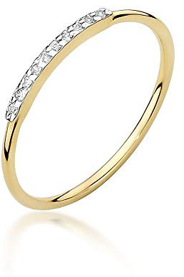 MARKO Verlobungsring Damen Goldring mit 0,05 Karat Diamanten - Gold Verlobungsring - 14 Karat Gold 585 - Goldring für Frauen (Gelbgold, 56 (17.8))