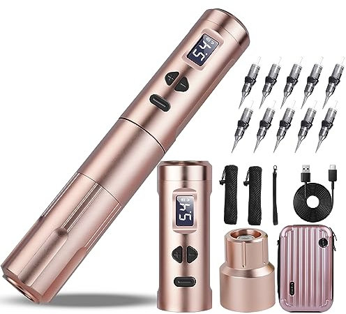 INKCHUM Tätowiermaschine Set Anfänger mit 2 Batterien 10W Coreless Motor Digital OLED Display-Ausrüstung für Profis und Anfänger-Künstler PMU Maschine