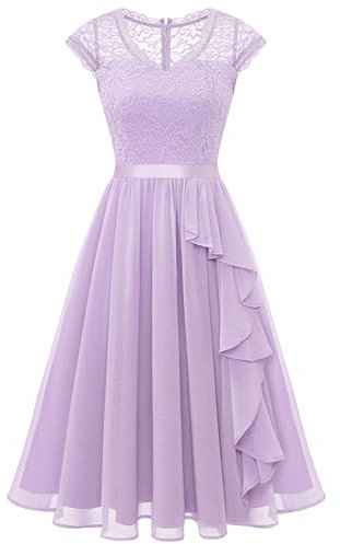 Wedtrend Kleid Jugendweihe Blumenkleid Damen Festlich Cocktailkleid Damen Elegant Für Hochzeit WT0212 Lavender XS