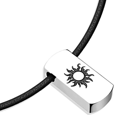 Bungsa Lederkette mit Edelstahlanhänger Unisex