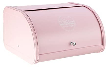 Homoyoyo Bread Box Pink Iron Roll Top Breadbox Large Capacity Metal Storage Bin for Kitchen Countertop Ventilated Design for Food Preservation Easy Access for Bread Cakes Snacks