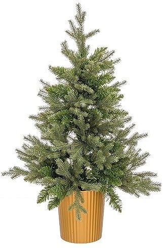 LOLAhome Árbol de Navidad Artificial Verde o Nevado de PE, Árbol Navideño de 90 cm o 120 cm, Árbol de Navidad con macetero Incluido,Árbol con Acabado Realista (Verde, De 120 cm)